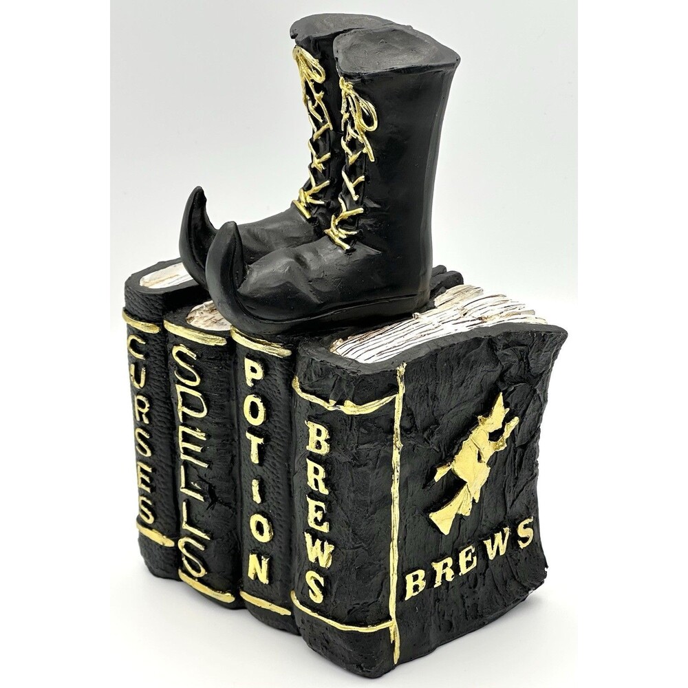 8" Halloween Witch Boots Sitting on Recipe Books Prop Figurine Decor